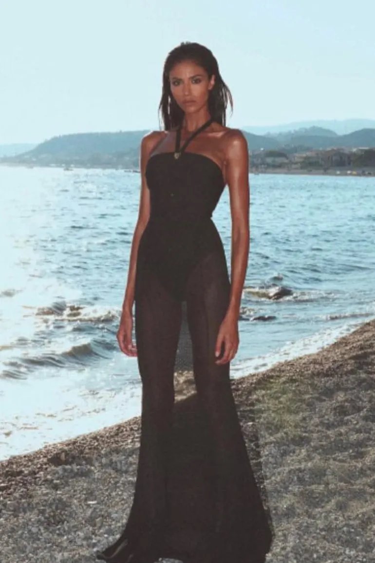 Dresses | Gowns<CULT MIA BODYSUIT GOWN WITH MESH SKIRT Black