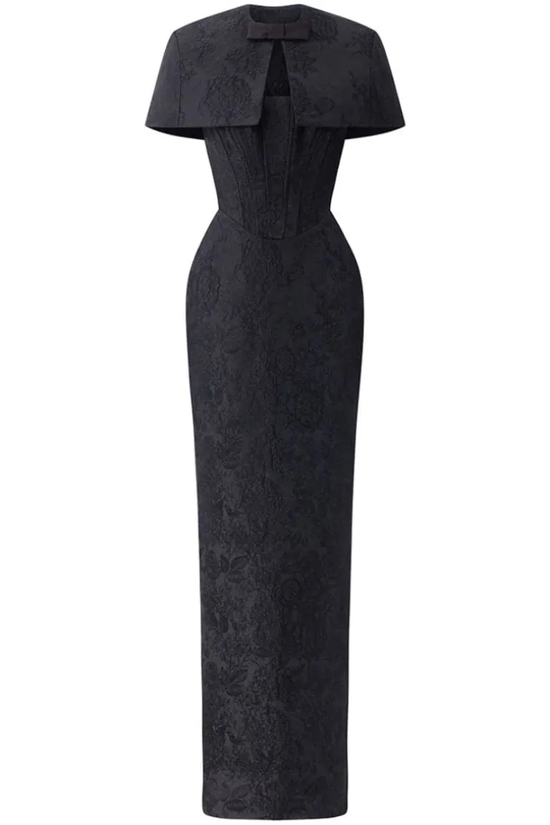 Dresses | Gowns<CULT MIA BUSTIER GOWN WITH MINI CAPE Black