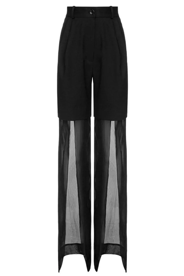 Pants<CULT MIA CHIFFON FLARED PANTS Black