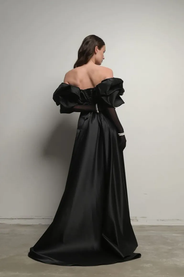 Dresses | Gowns<CULT MIA CORSET DRESS GOWN WITH MERINGUE FLOUNCES Black