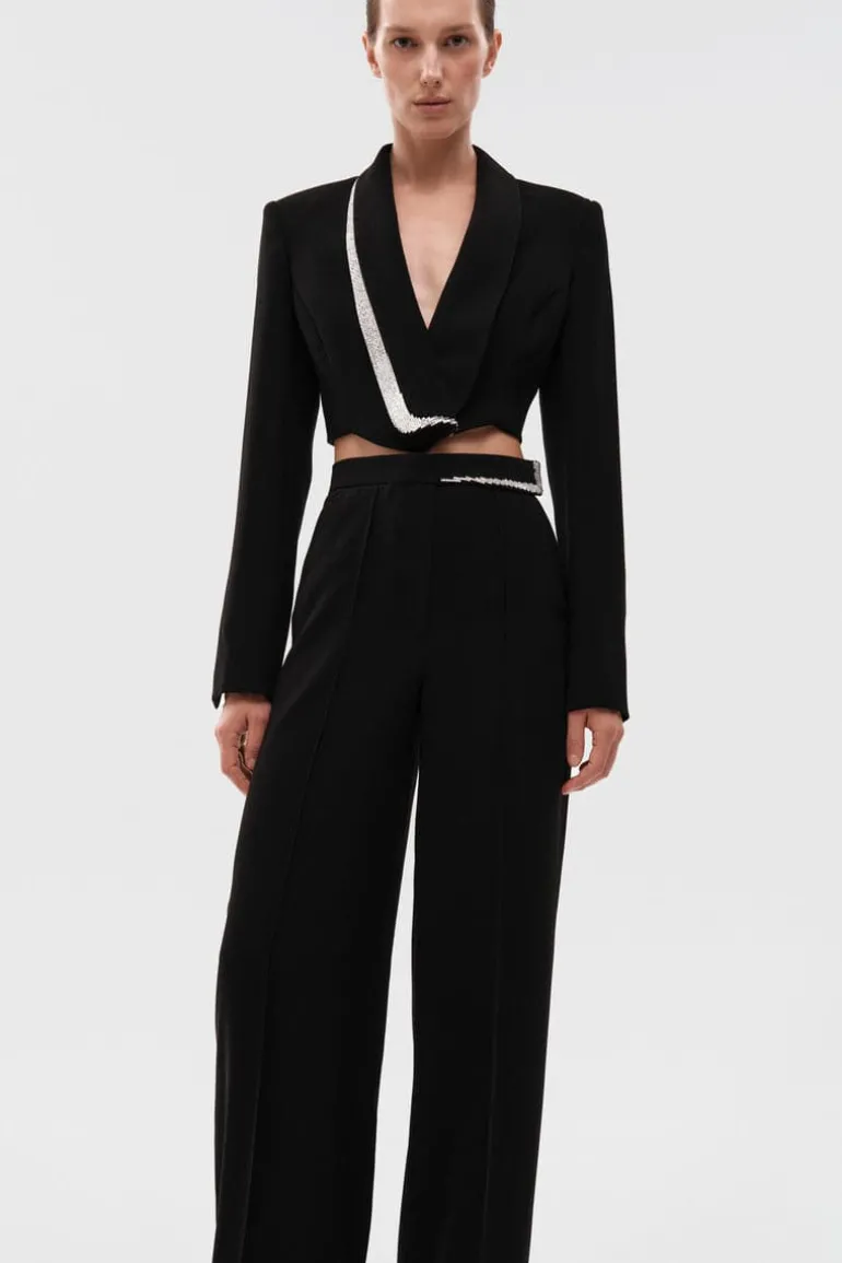 Jackets<CULT MIA CROPPED CRYSTAL JACKET Black