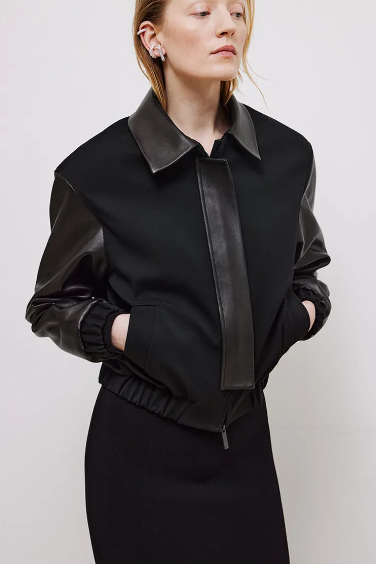 Jackets<CULT MIA CROPPED RELAXED FIT BOMBER Black