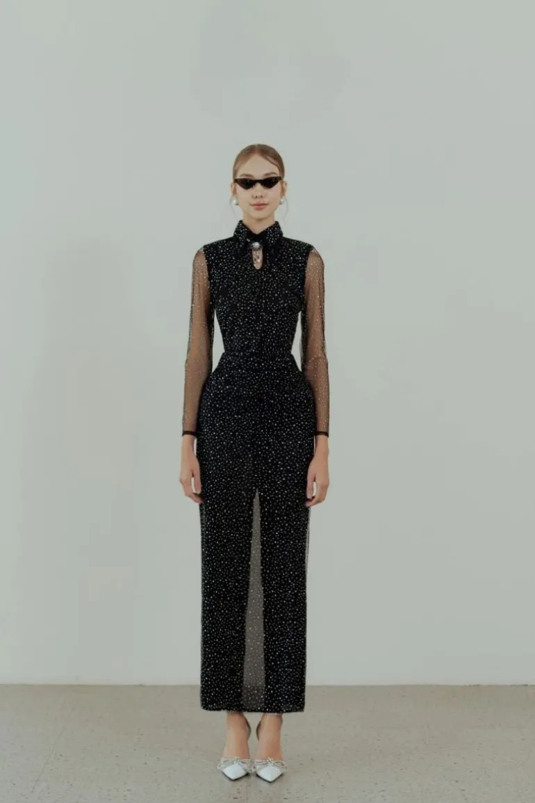 Outfit Sets<CULT MIA CRYSTAL BEADED SHIRT AND SKIRT SET Black
