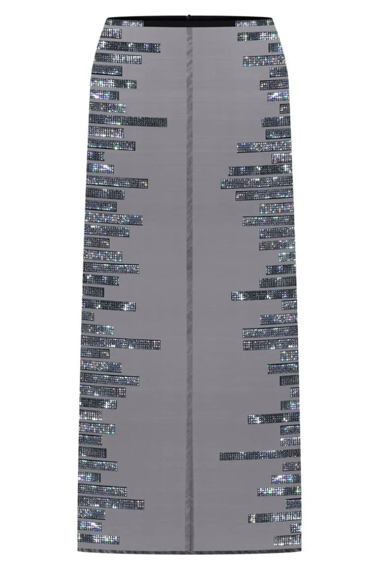 Skirts<CULT MIA CRYSTAL PIXEL MIDI SKIRT Black