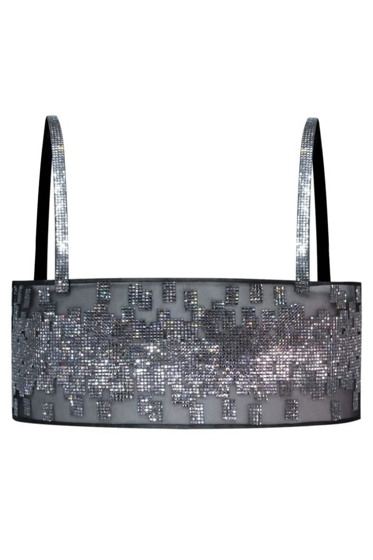 Tops<CULT MIA CRYSTAL PIXEL TOP Black
