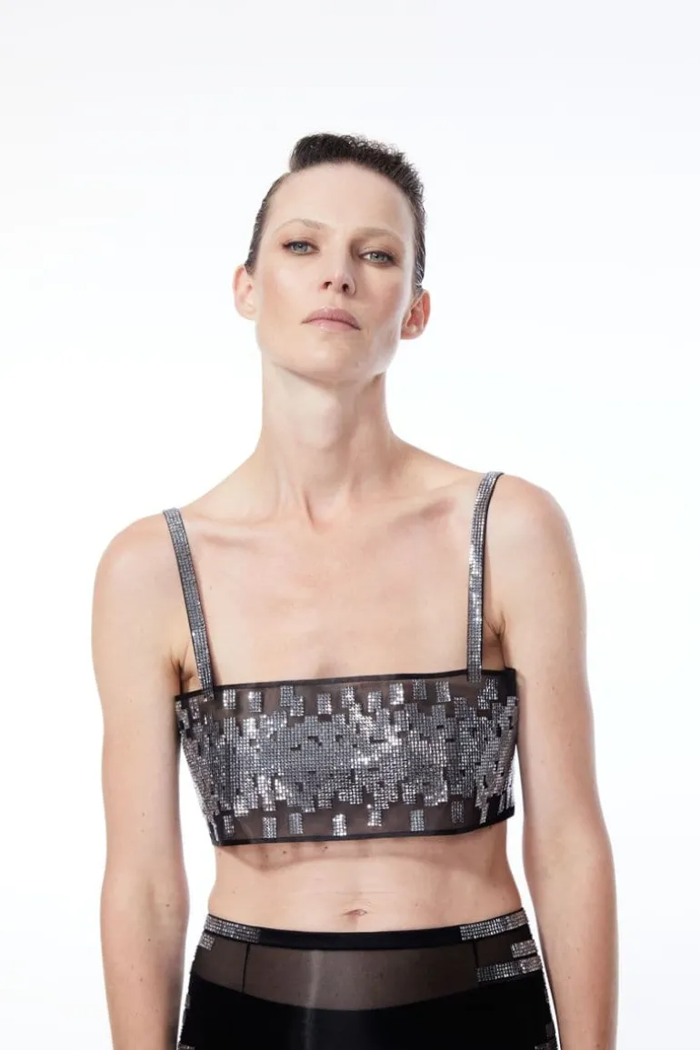 Tops<CULT MIA CRYSTAL PIXEL TOP Black