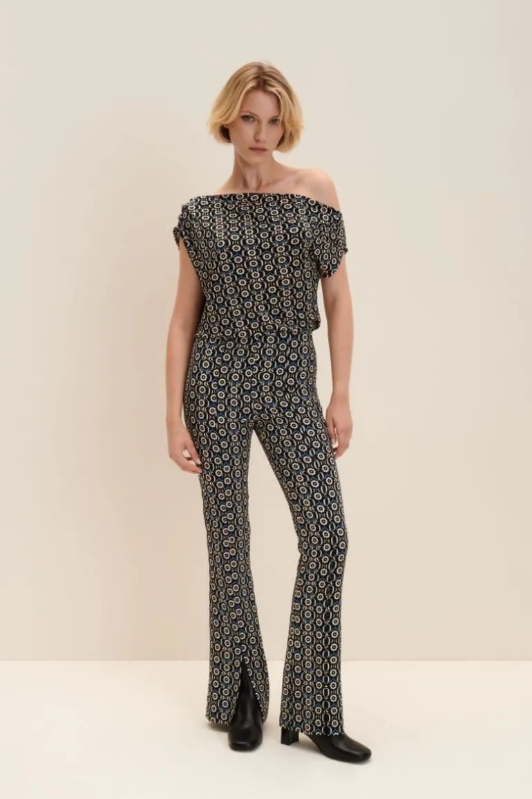 Pants<CULT MIA DAISY PRINT FLARED PANTS Black