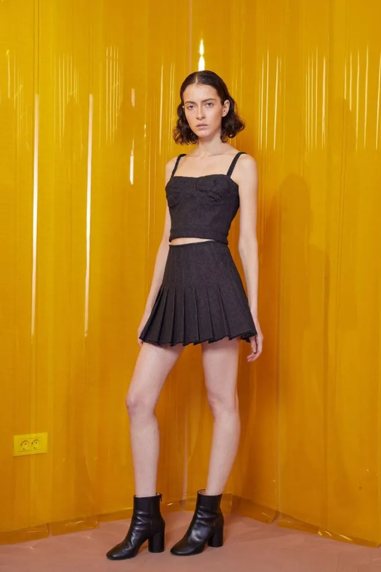 Tops<CULT MIA DENIM QUILTED CORSET Black