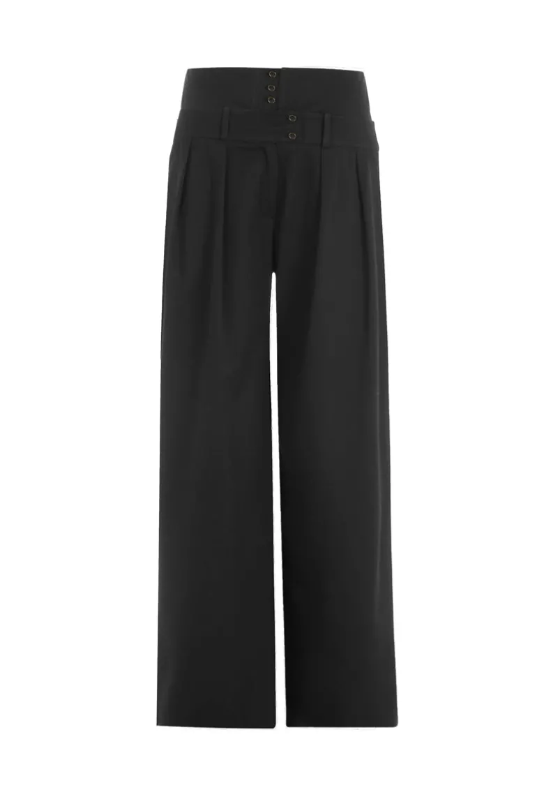 Pants<CULT MIA DOUBLE WAIST PANTS Black