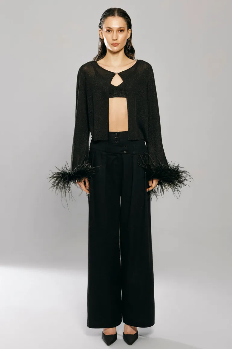 Pants<CULT MIA DOUBLE WAIST PANTS Black