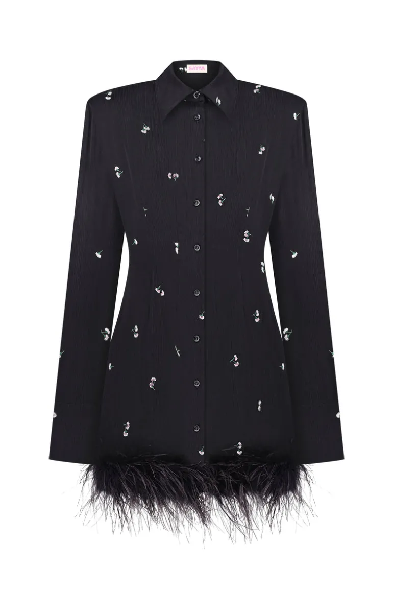 Dresses | Mini Dresses<CULT MIA EMBELLISHED SHIRT DRESS Black