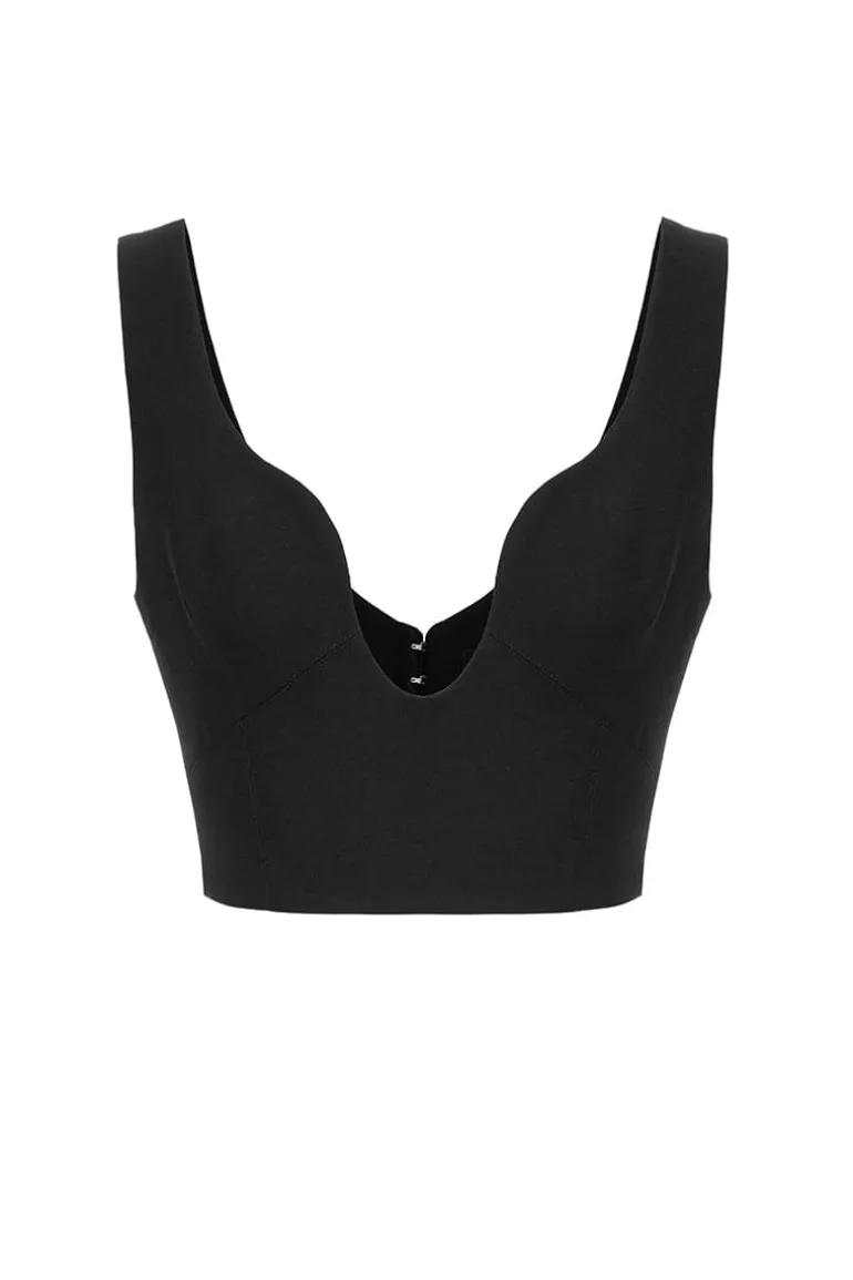 Tops<CULT MIA FITTED CROP TOP Black