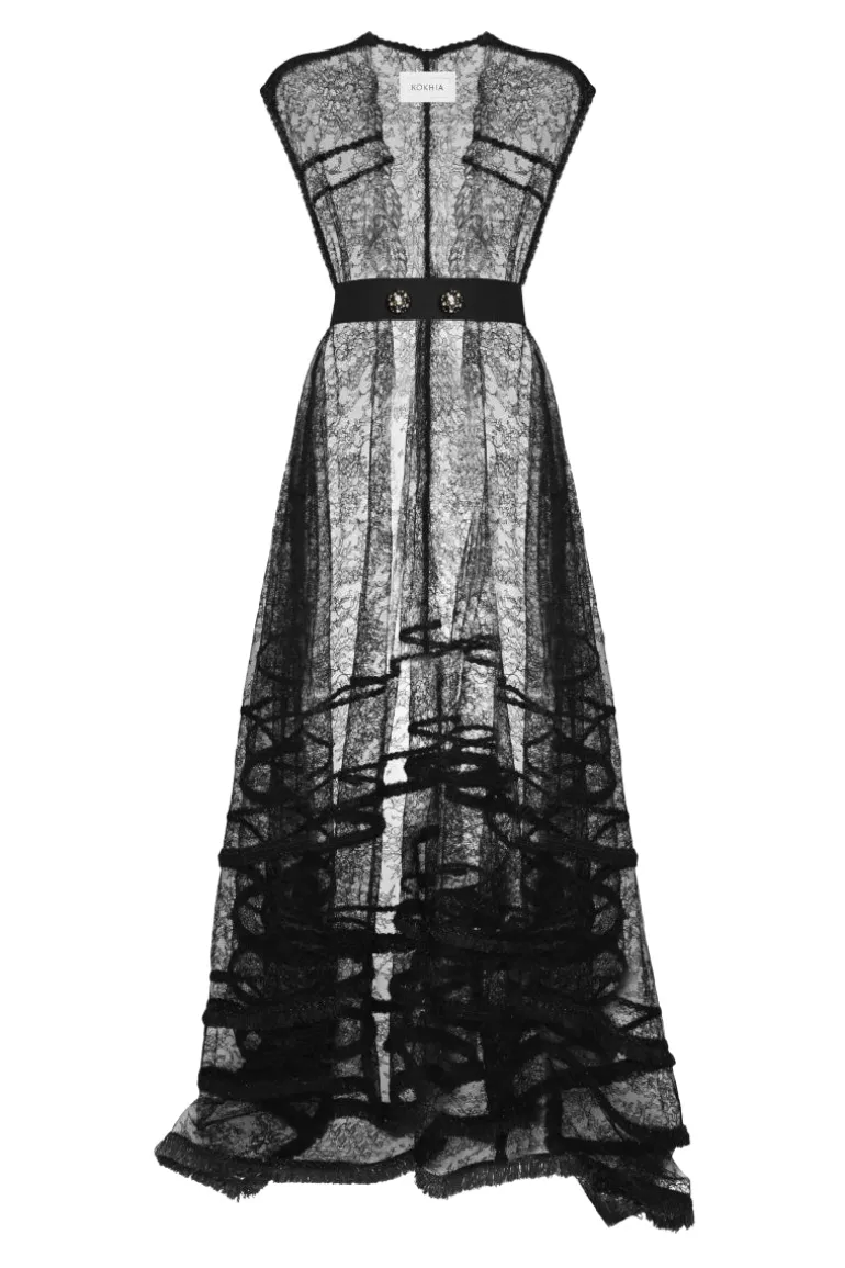 Dresses | Gowns<CULT MIA FUZZY DETAILS LACE GOWN Black