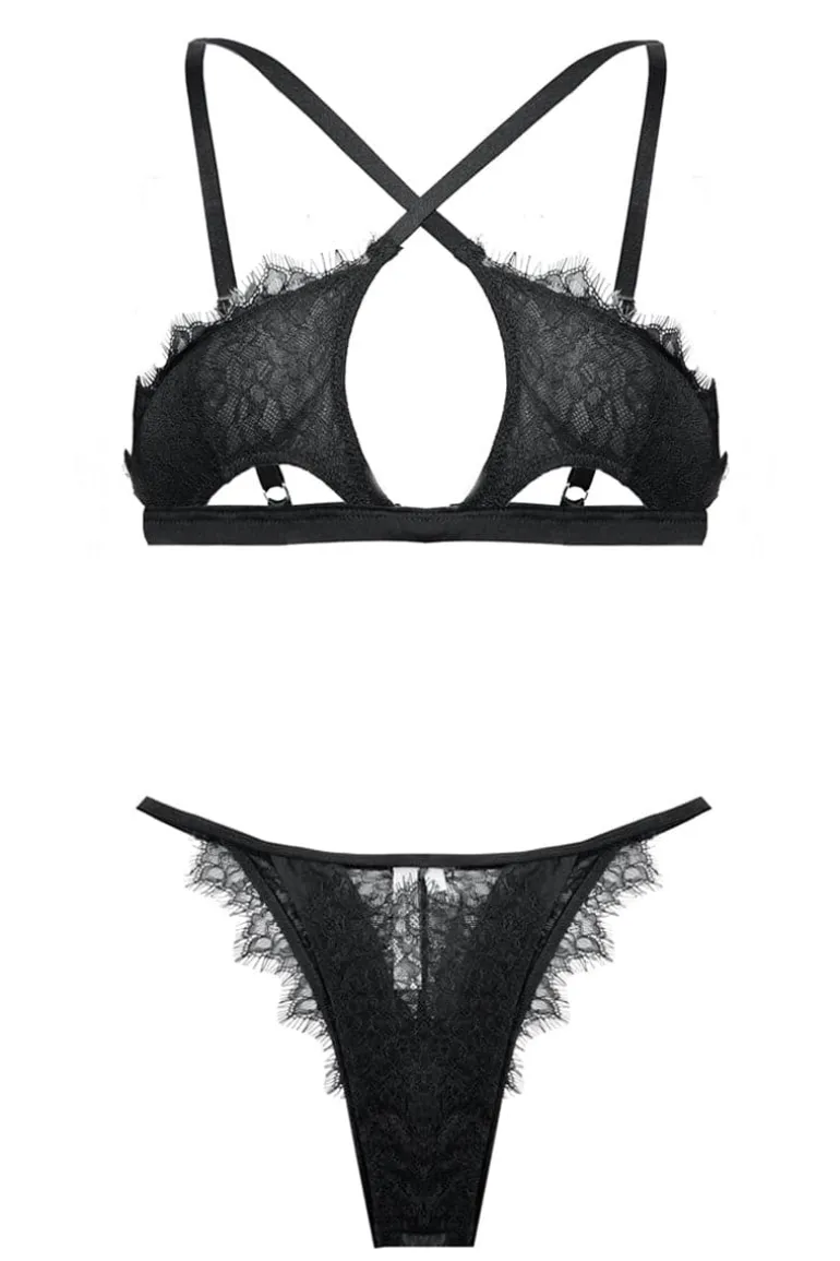 Lingerie<CULT MIA GEMMA BRA AND CLARA BRAZILIAN BRIEF Black