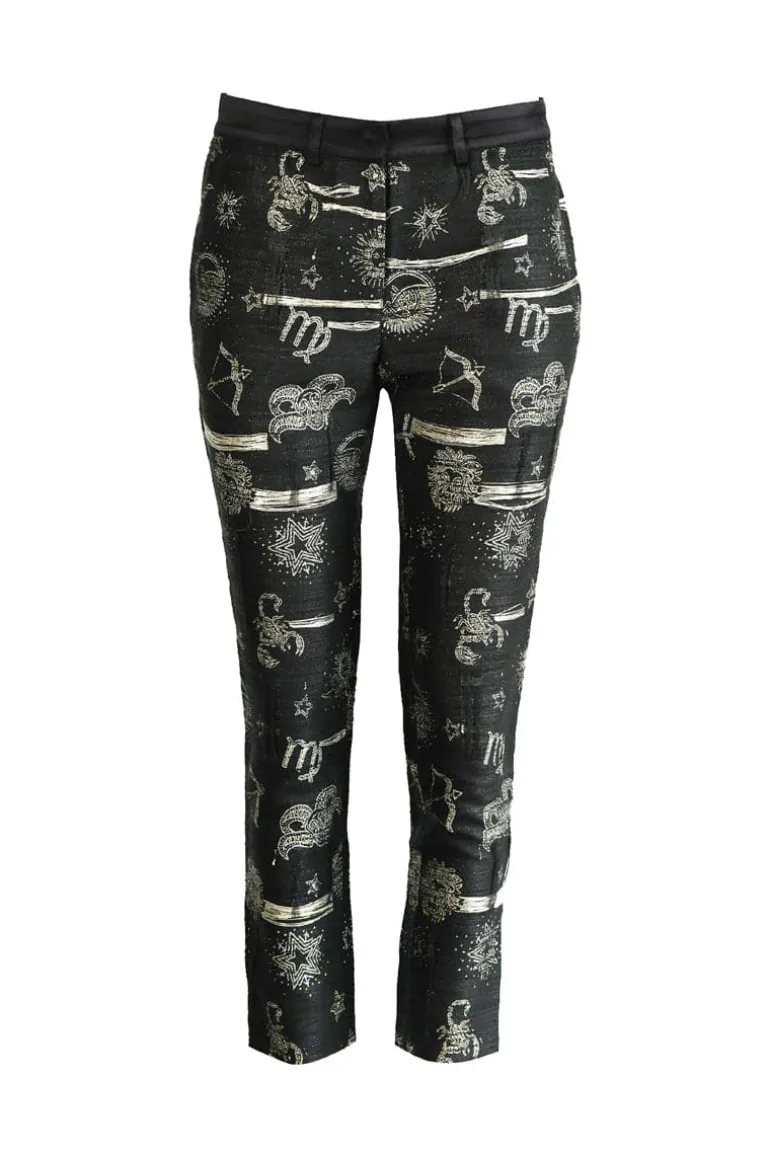 Pants<CULT MIA HANDMADE JACQUARD ZODIAC PANTS Black