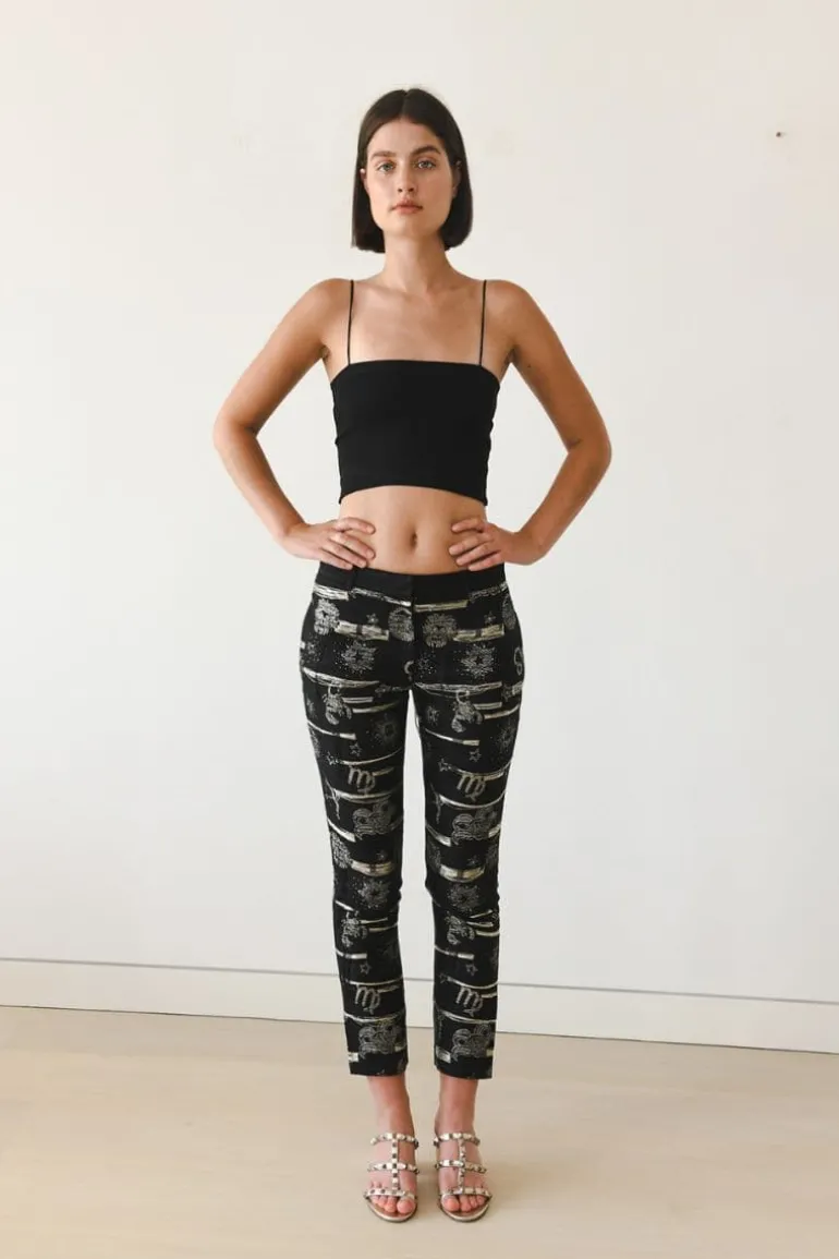 Pants<CULT MIA HANDMADE JACQUARD ZODIAC PANTS Black