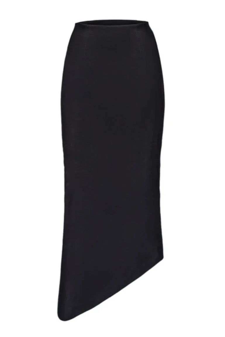 Skirts<CULT MIA HIGH-RISE ASYMMETRIC MIDI SKIRT Black