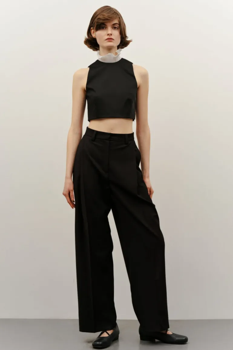 Pants<CULT MIA HIGH-RISE PANTS WITH SIDE PLEAT Black