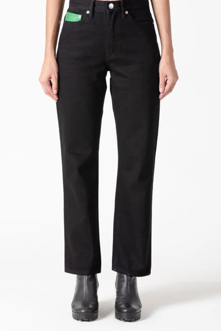 Pants<CULT MIA HIGH-RISE STRAIGHT-LEG JEANS Black