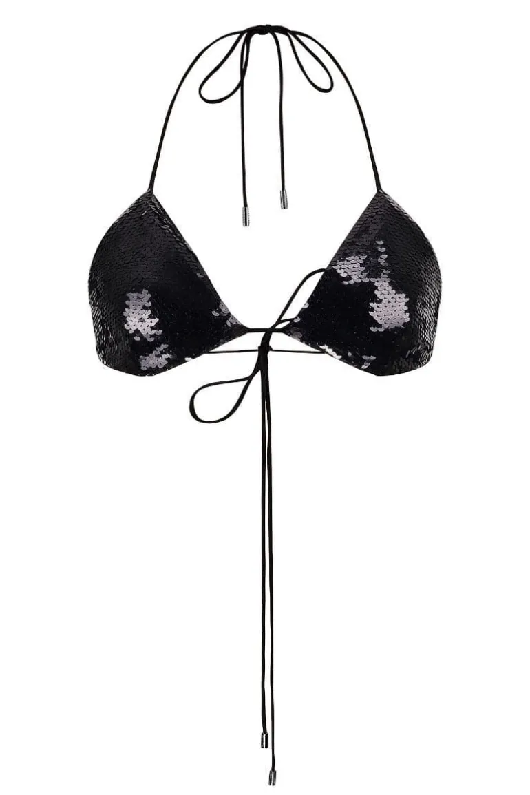 Tops<CULT MIA JADE SEQUINNED BRA Black