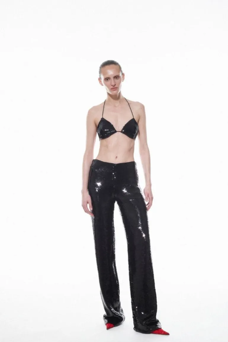 Tops<CULT MIA JADE SEQUINNED BRA Black