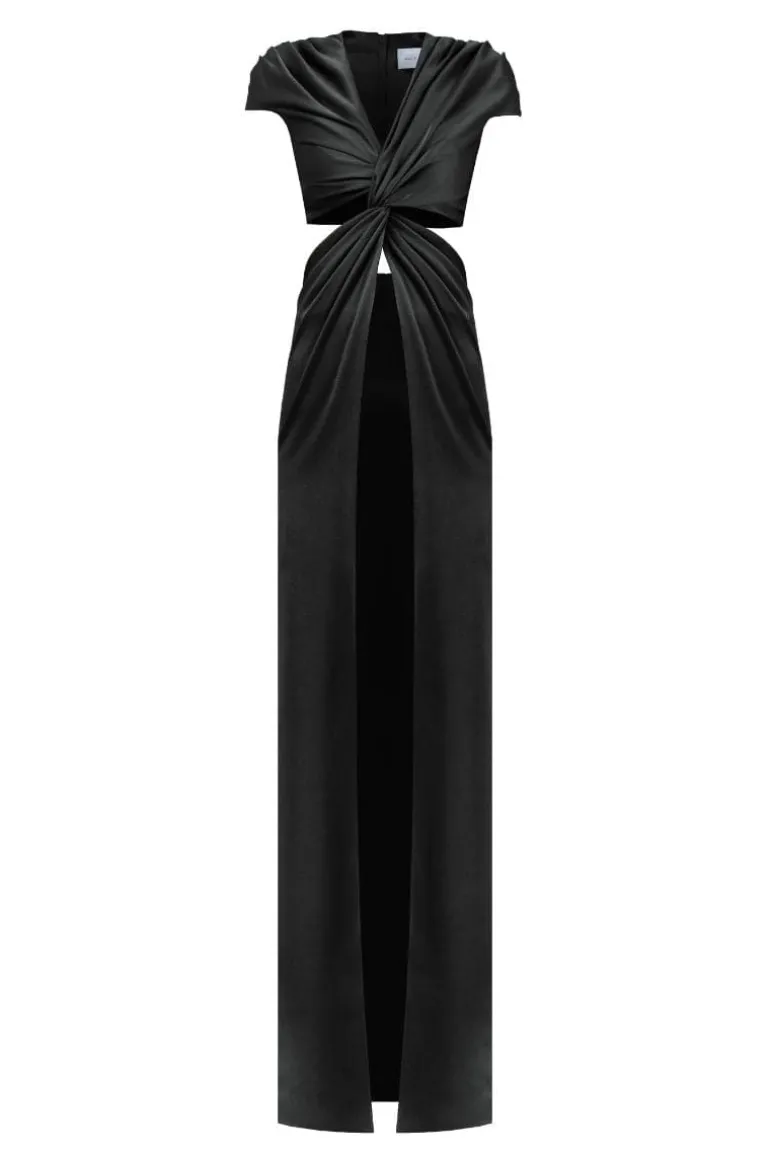 Tops<CULT MIA KNOTTED CUT-OUT TOP Black