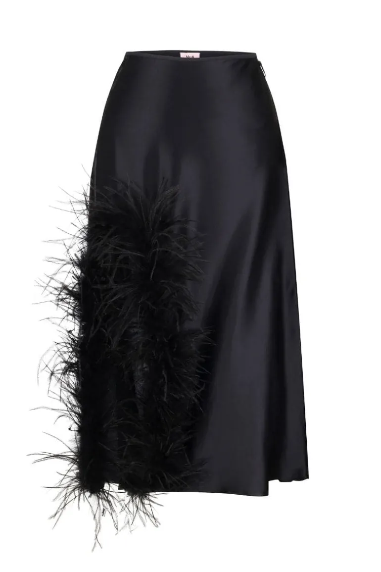 Skirts<CULT MIA LAETITIA FEATHER MIDI SKIRT Black