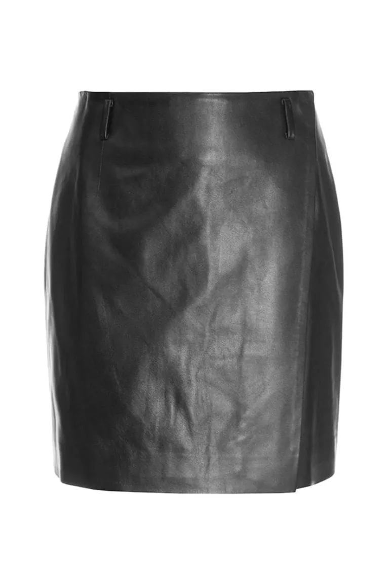 Skirts<CULT MIA LEATHER MINI SKIRT Black