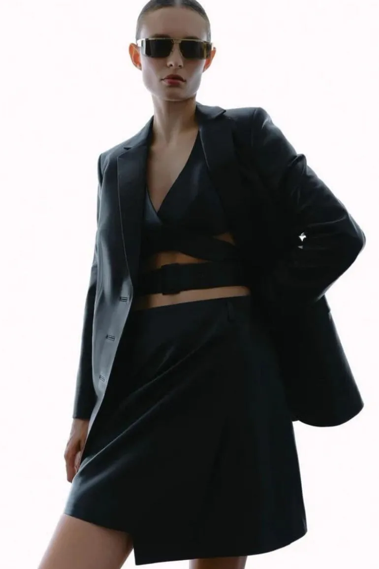 Skirts<CULT MIA LEATHER MINI SKIRT Black