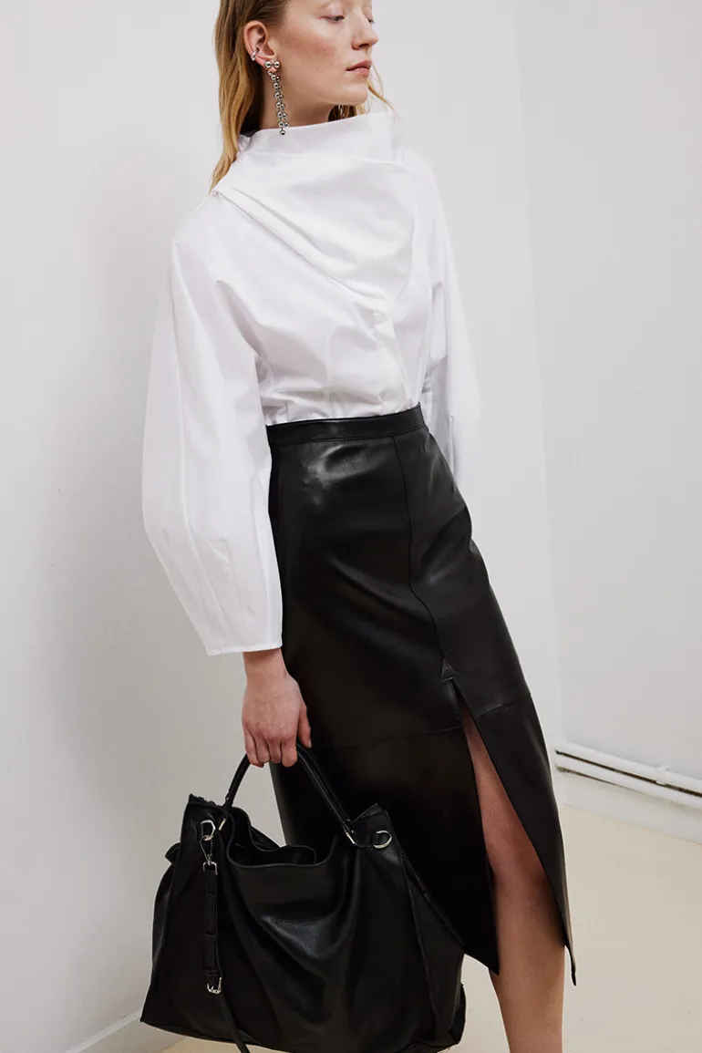 Skirts<CULT MIA LEATHER PENCIL SKIRT Black