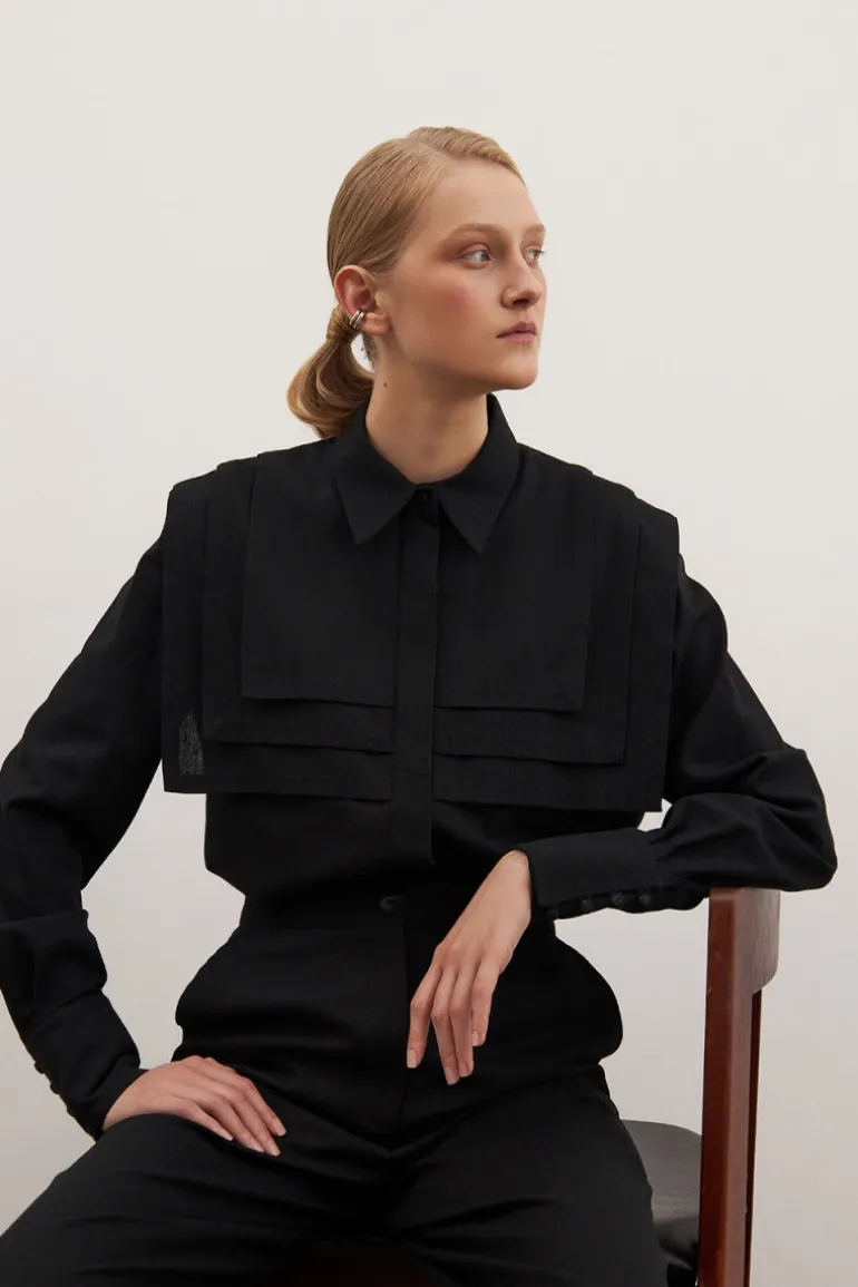 Tops<CULT MIA LINEN SHIRT Black