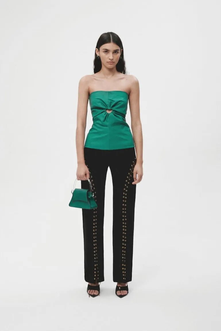 Pants<CULT MIA LONG EYELETS PANTS Black