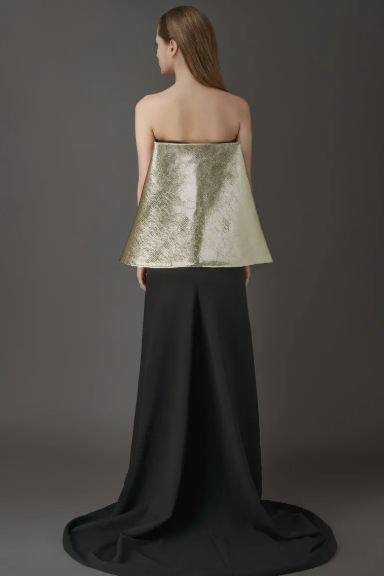 Dresses<CULT MIA BLACK MAXI DRESS WITH CRYSTAL EMBROIDERED AND GOLD DETACHABLE CAPE White and Black
