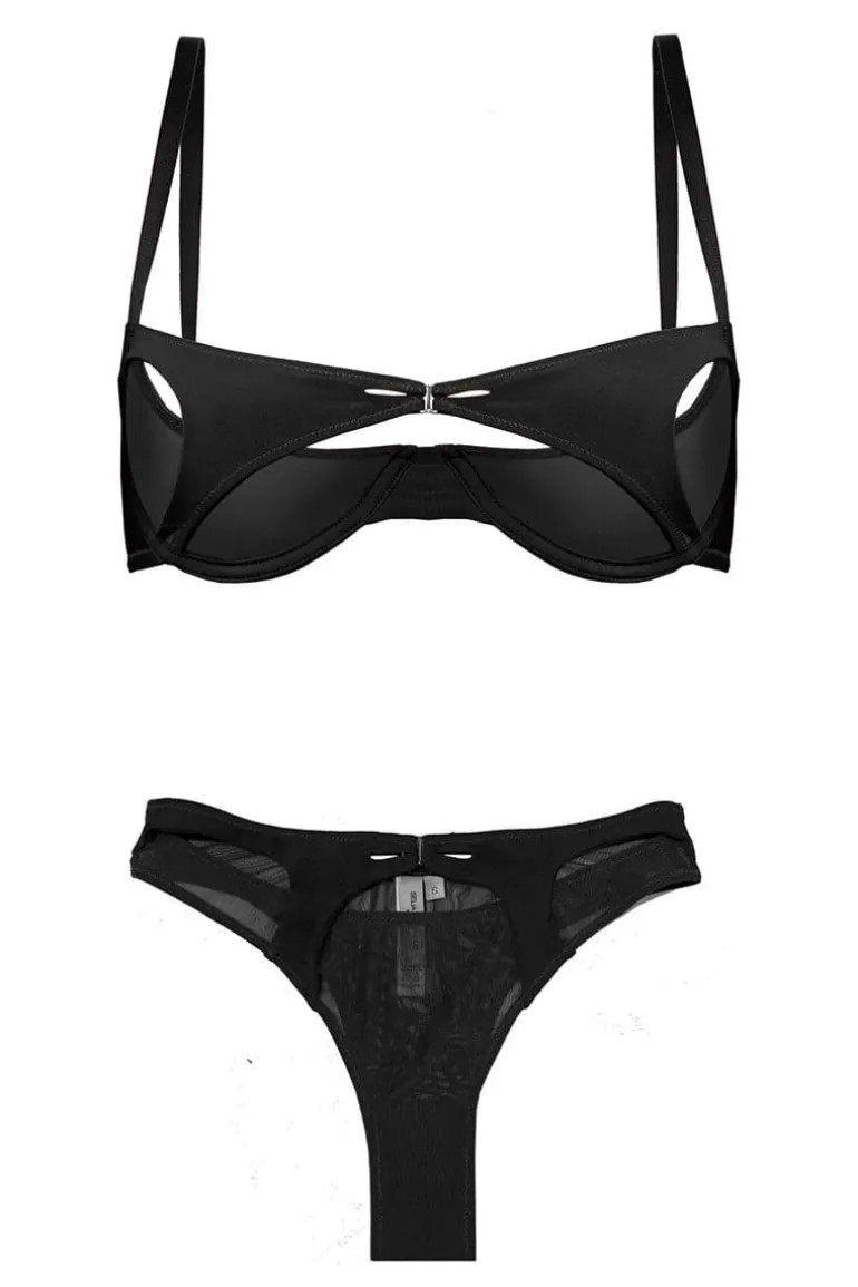Lingerie<CULT MIA MILA UNDERWIRE BRA AND MILA KNICKER Black