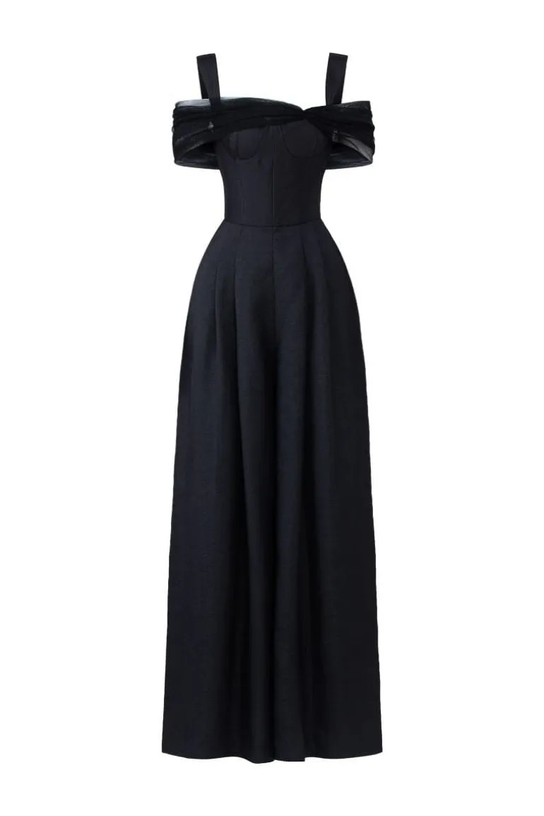 Jumpsuits<CULT MIA MONICA TAFFETA CHEST CUP JUMPSUIT Black