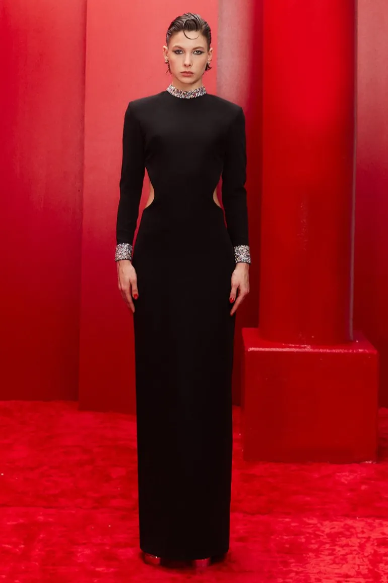 Dresses<CULT MIA BLACK OPEN-BACK DRESS WITH EMBROIDERED Midnight Black