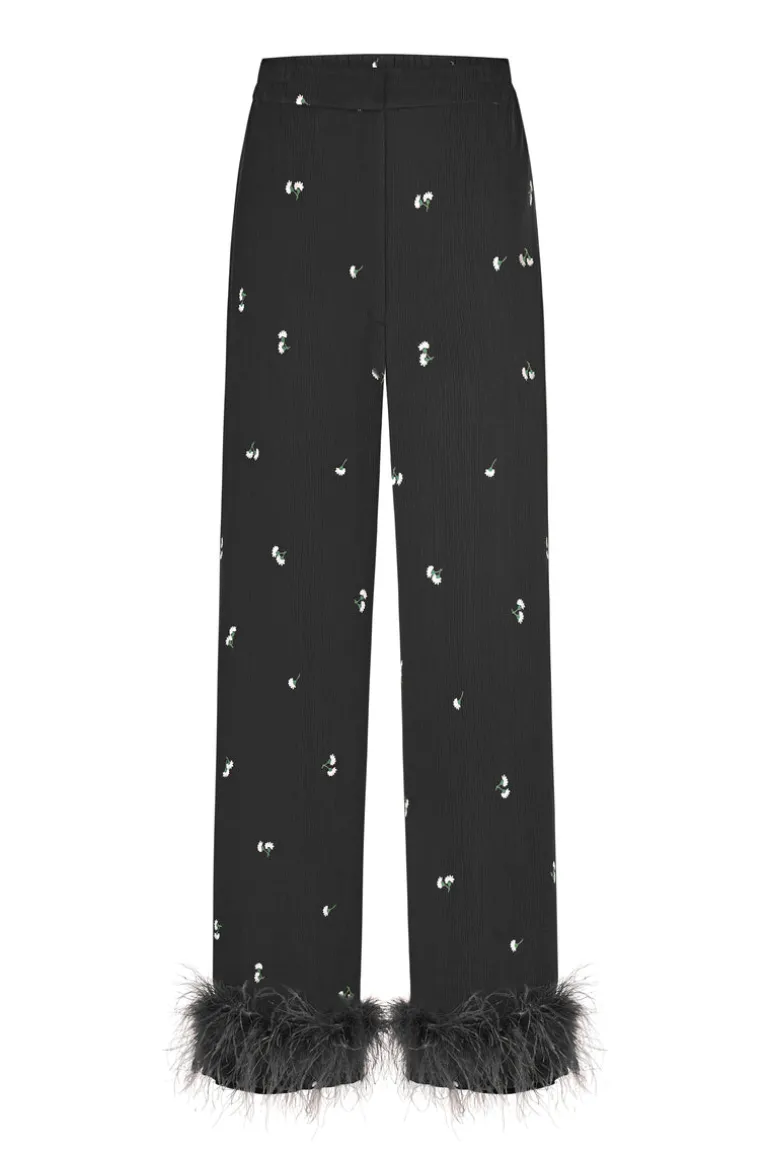 Pants<CULT MIA PANTS WITH FEATHERS Black