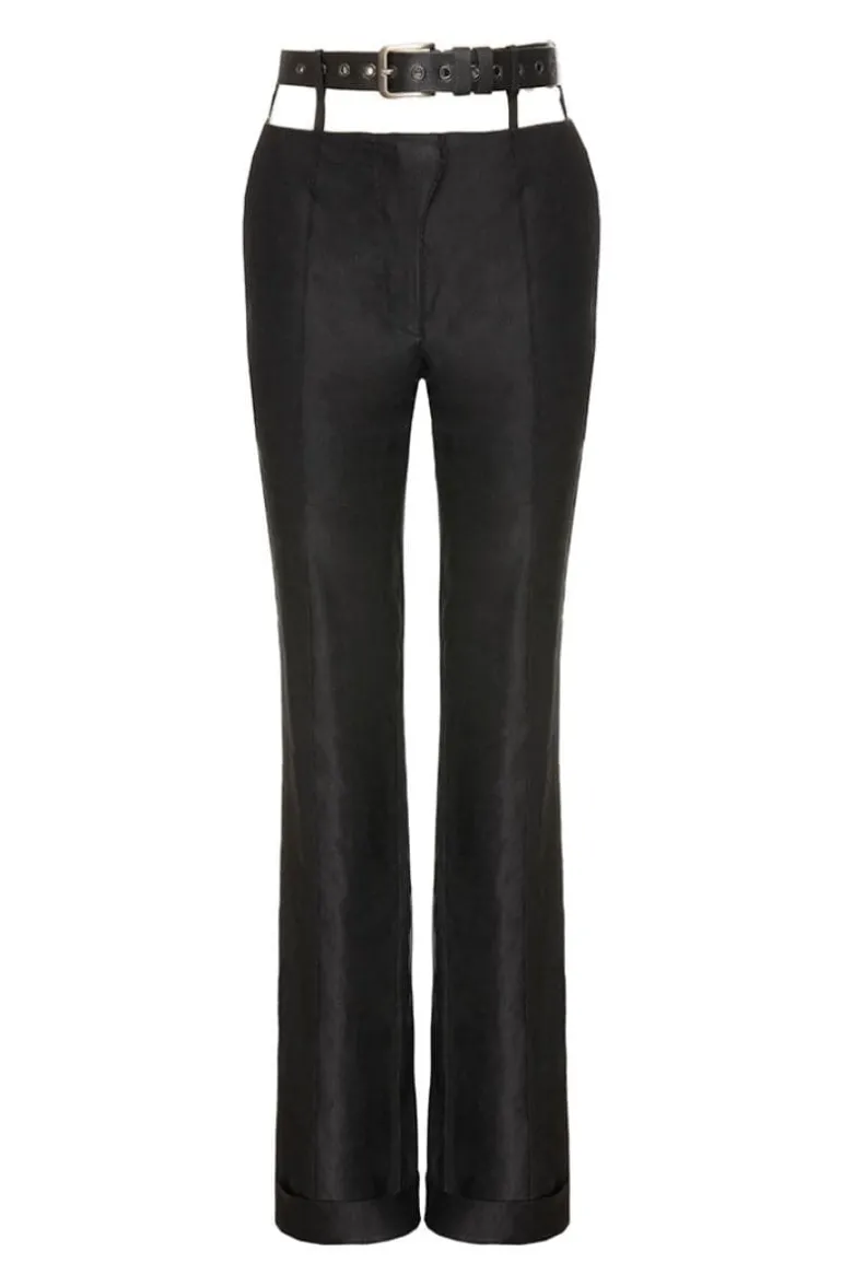 Pants<CULT MIA PANTS WITH LEATHER BELT Black