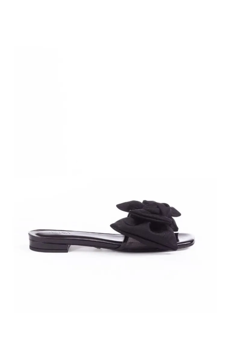 Flats<CULT MIA BOW SLIDERS Black Patent