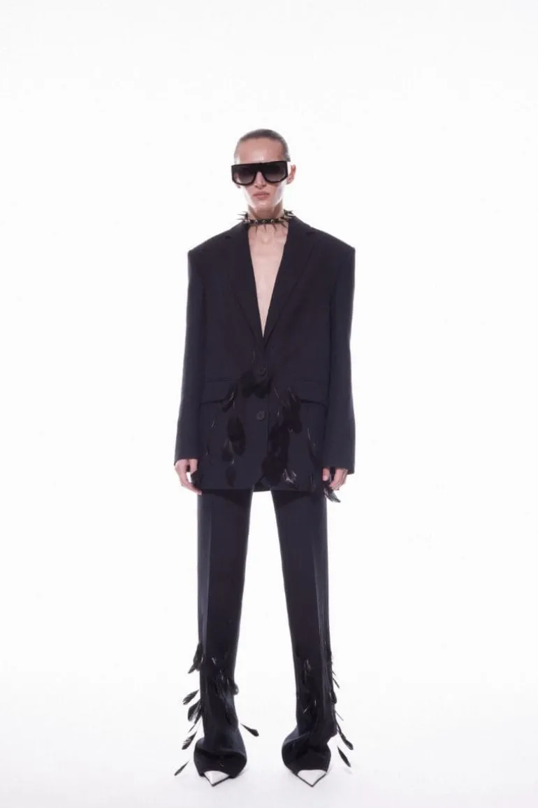Pants<CULT MIA PHOENIX FEATHER PANTS Black