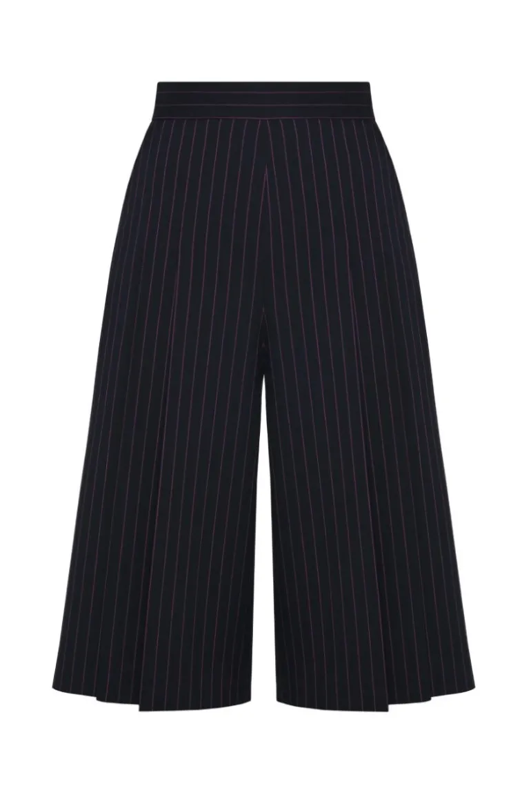 Pants<CULT MIA BLACK PLEATED PINSTRIPE SHORTS Black and Pink Pinstripe