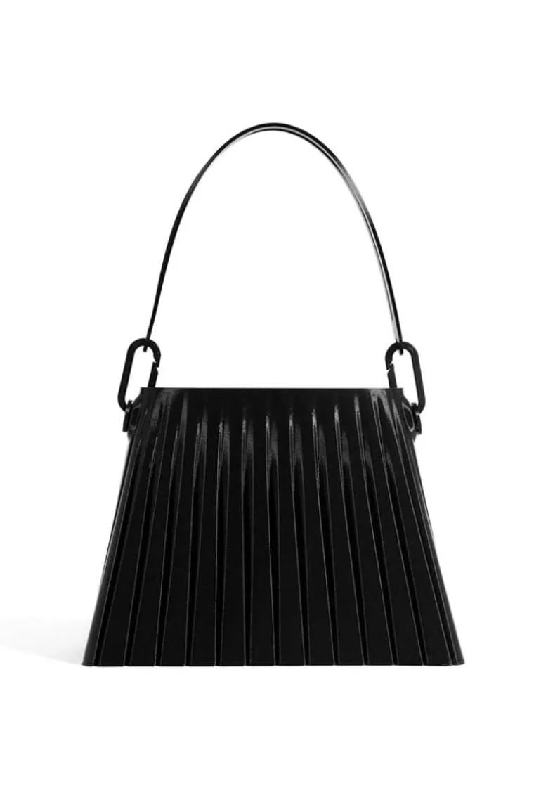 Top Handle Bags<CULT MIA PLEATED TOP HANDLE BAG Black