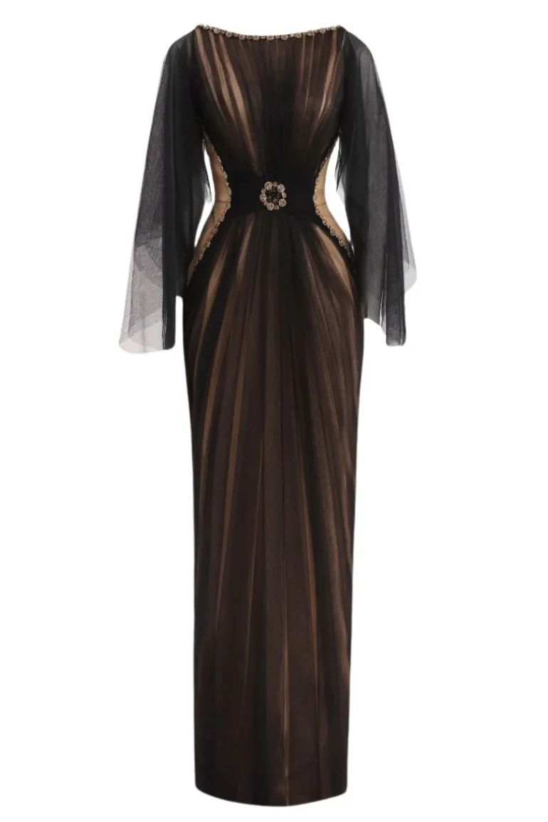 Dresses | Gowns<CULT MIA PLEATED WAIST MESH MAXI DRESS Black