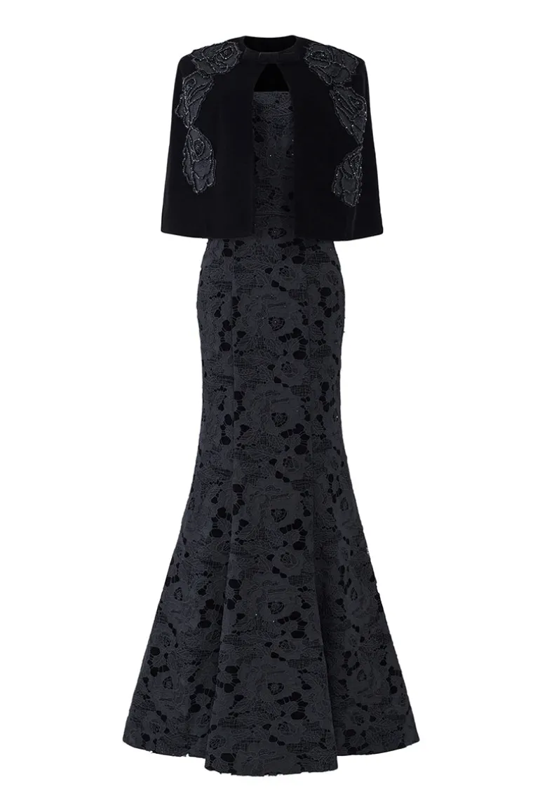 Dresses | Gowns<CULT MIA PRINCESS LINE STRAPLESS DRESS WITH CAPE Black