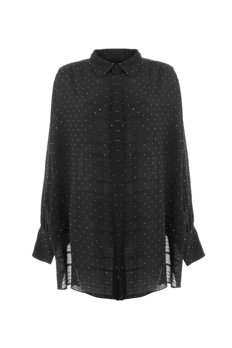 Tops<CULT MIA RHINESTONE SHIRT Black