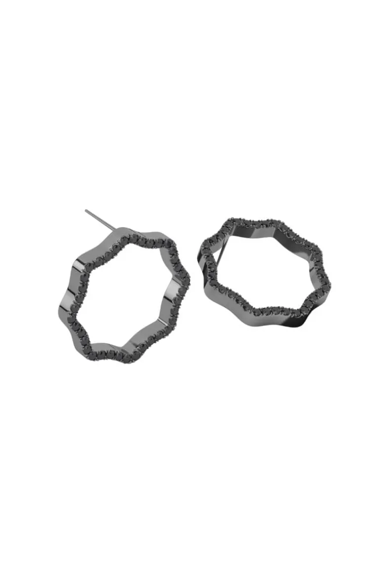 Earrings<CULT MIA RHODIUM AND SPINEL HUDSON EARRINGS Black