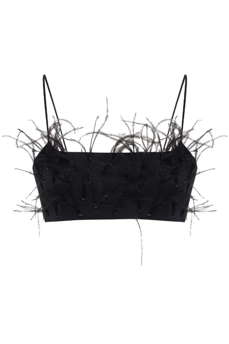 Tops<CULT MIA ROSALYN FEATHER BRALETTE Black