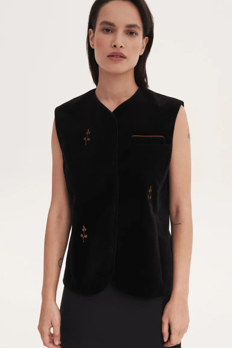 Knitwear<CULT MIA ROSE EMBROIDERED VEST Black