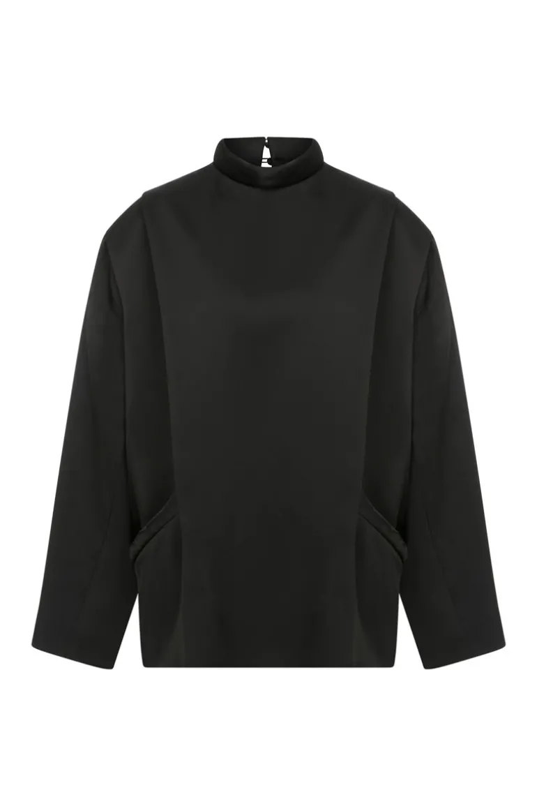 Tops<CULT MIA SATIN OVERSIZED BLOUSE Black