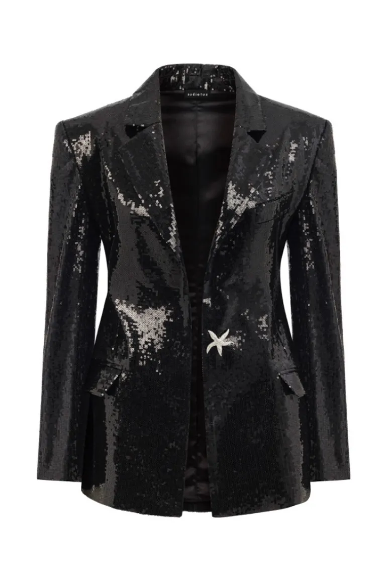 Blazers<CULT MIA SEQUIN OVERSIZED BLAZER Black
